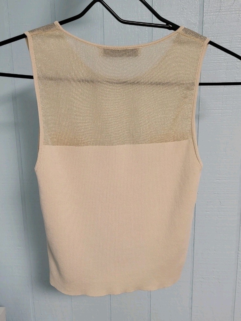 Zara Cream Mesh-Inset Ribbed Tank - Picture 3 of 6